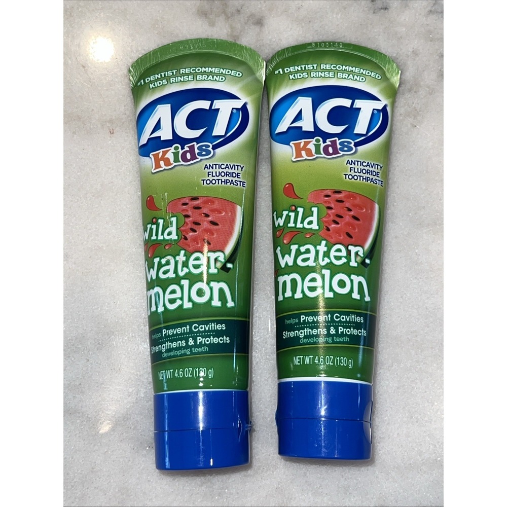 2X ACT Kids Anticavity Fluoride Toothpaste, Wild Watermelon, 4.6 oz. New Sealed
